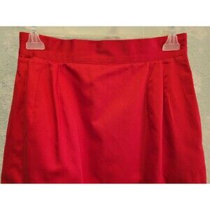 Vintage Red Pencil Skirt 6 Cotton Pleated Secretary Librarian Heritage Classic